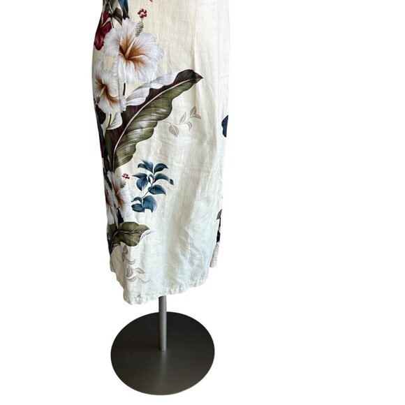 Iolani Vintage Cream Floral Hawaiian Sleeveless Maxi Dress - Picture 4 of 12